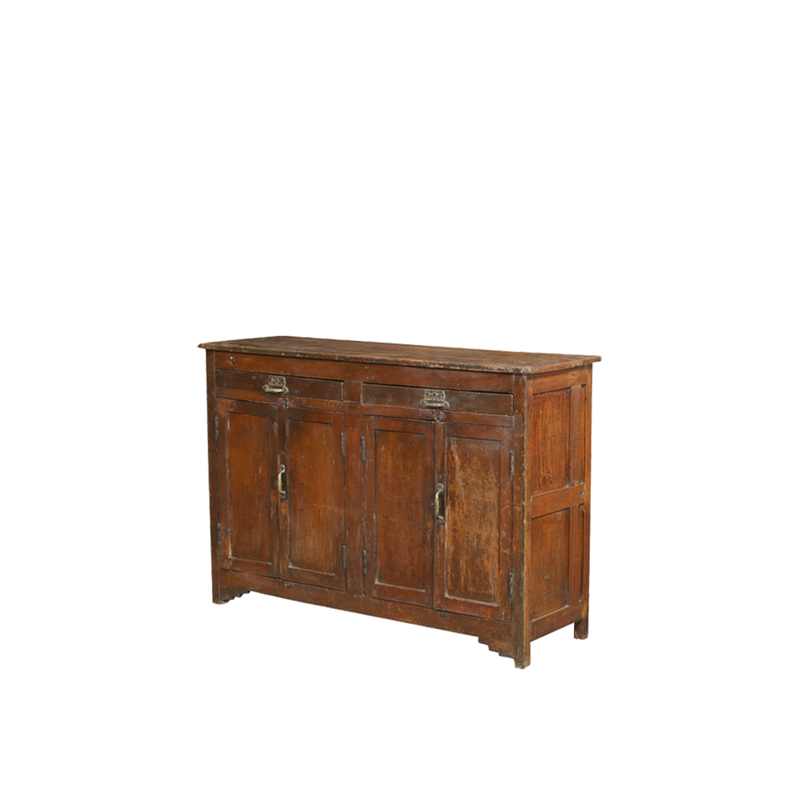 Aparador de madera vintage Indian Treasures con puertas de madera y tiradores metálicos