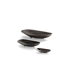 Conjunto de cuencos de porcelana negra con forma de mejillón, tres piezas brillantes