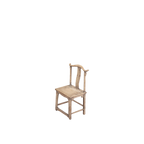 Silla de madera antigua con respaldo alto y asiento cuadrado, acabado rústico