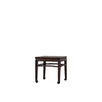 Mesa auxiliar de madera antigua con dos niveles abiertos y patas torneadas