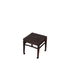 Mesa auxiliar de madera antigua con tapa rectangular y balda inferior decorativa