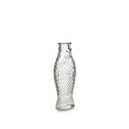 Jarra de cristal transparente con patrón de rombos y cuello corto