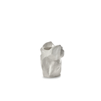 Jarrón de cerámica blanco con forma de búho, vista lateral, acabado mate