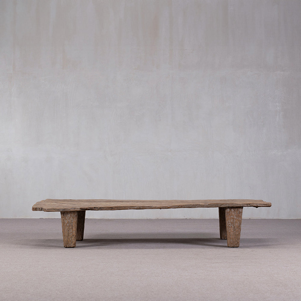 Mesa de centro grande de madera Heritage, 230x77x43 cm, patas de madera
