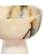 Cuenco grande de resina crema con vetas negras, vista lateral