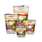 Juego de velas Baobab en vasos de vidrio transparentes, ilustración provenzal y mechas