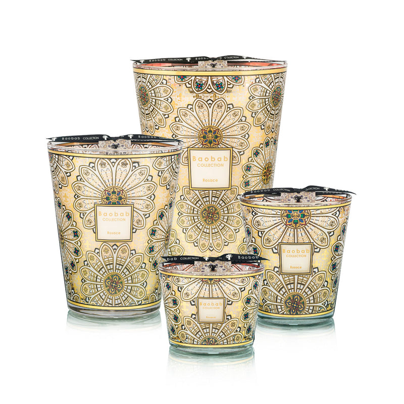 Juego de velas Baobab en vasos de vidrio con estampado floral, varios tamaños