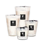 Juego de 4 velas en vasos de vidrio con cera blanca y etiqueta Baobab Collection