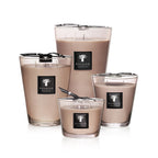 Vela Baobab en vasos de vidrio con cera crema y etiquetas negras, conjunto de 4