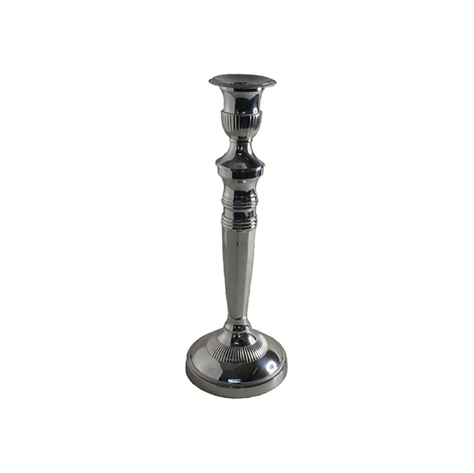 Candelabro plateado S con base circular y copa superior