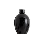 Jarrón de cristal negro brillante, forma abombada