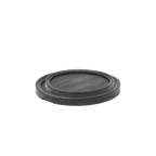 Bandeja redonda de teca con borde elevado y acabado gris oscuro