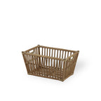 Cesta rectangular de mimbre con asas trenzadas, color marrón