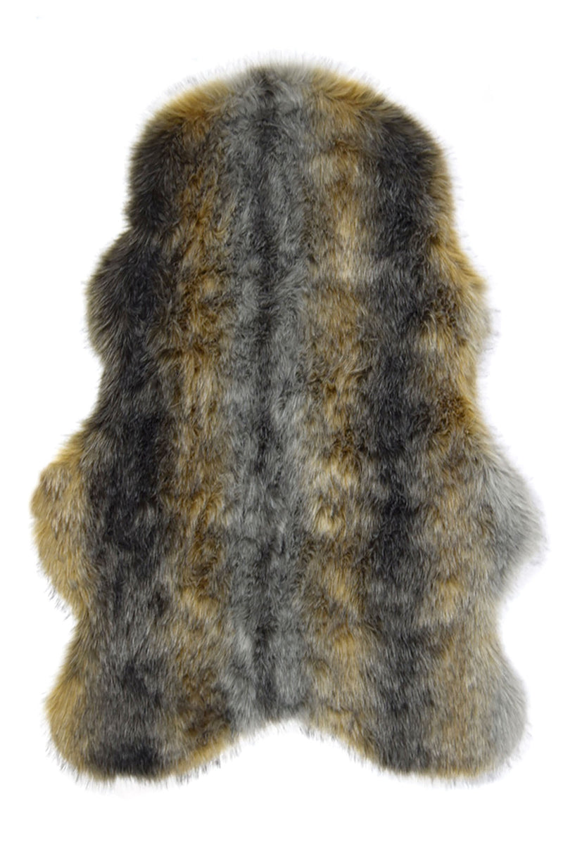 Funda de asiento de pelo sintético gris y beige, vista completa