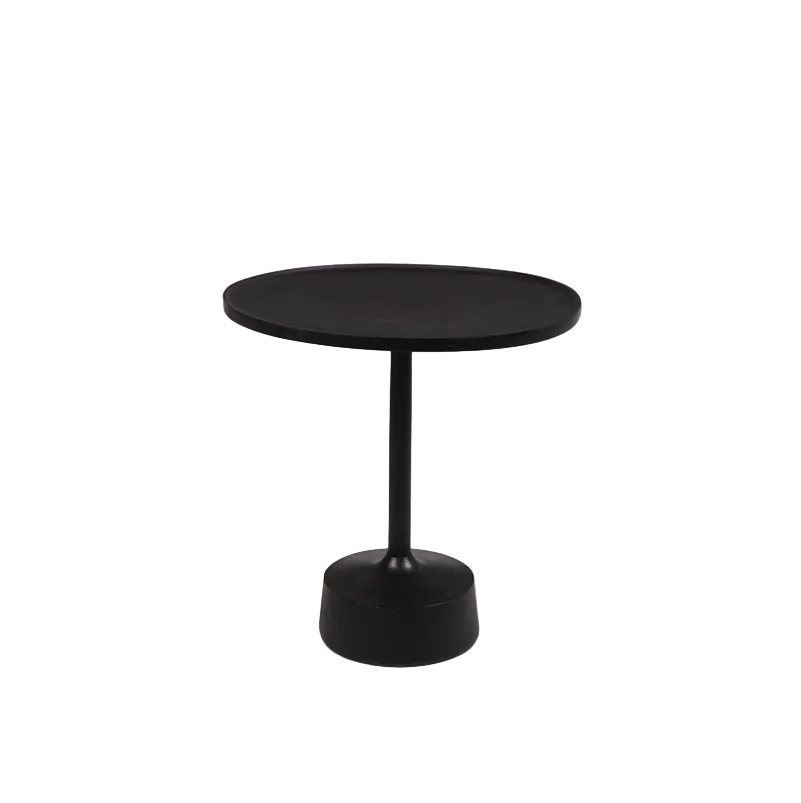 Mesa auxiliar redonda Faye negra con base ancha y columna vertical