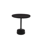 Mesa auxiliar redonda Faye negra con base ancha y columna vertical