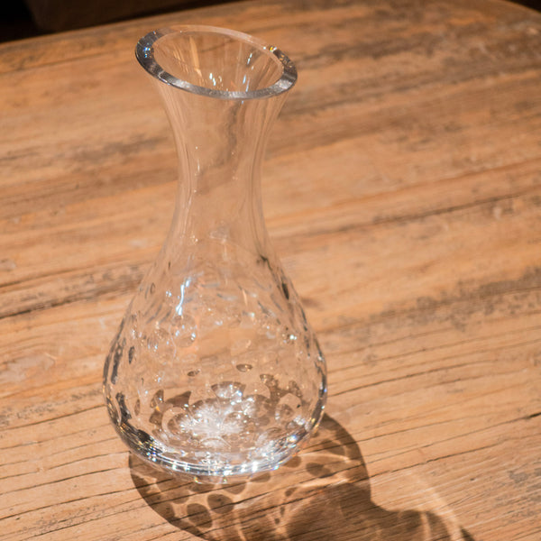 Decantador de agua de cristal transparente, forma de tulipa, cuello estrecho