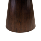 Base cónica de mesa de madera oscura con vetas visibles