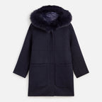 COAT WOOL+FOX NAVY S