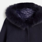 COAT WOOL+FOX NAVY S