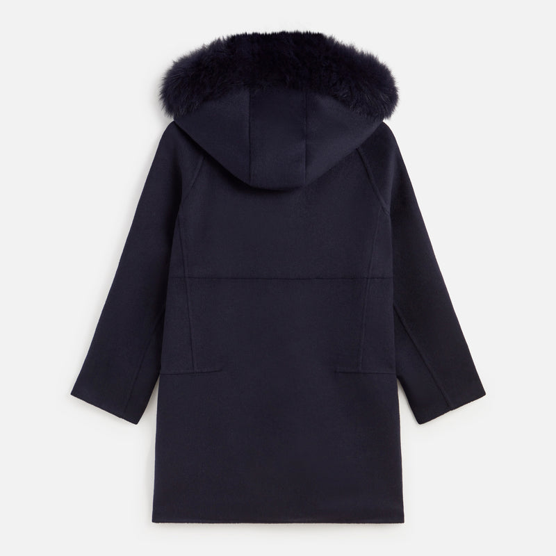 COAT WOOL+FOX NAVY S