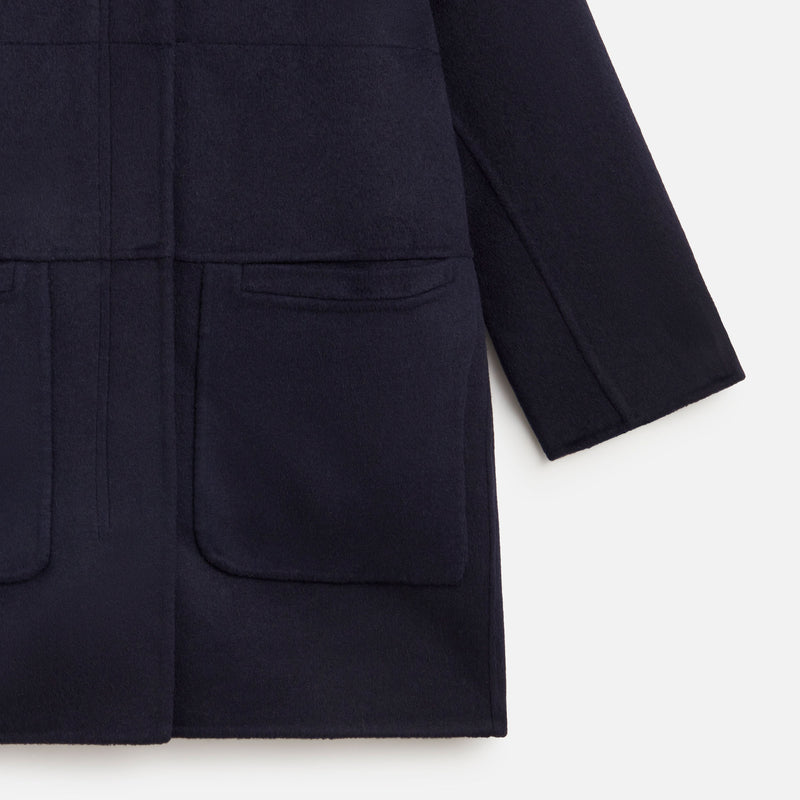 COAT WOOL+FOX NAVY S