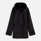 COAT BELT WOOL+FOX BLACK M
