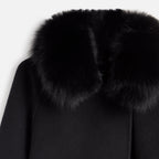 COAT BELT WOOL+FOX BLACK M