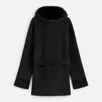 COAT BELT WOOL+FOX BLACK M