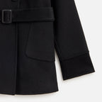 COAT BELT WOOL+FOX BLACK M