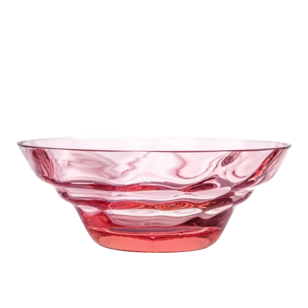 Tazón de vidrio Maruka Rosaline con patrón ondulado rosa y rojo