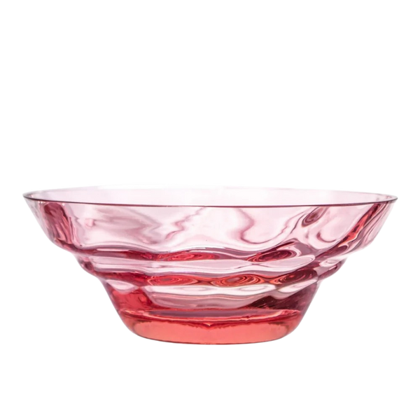 Tazón de vidrio Maruka Rosaline con patrón ondulado rosa y rojo
