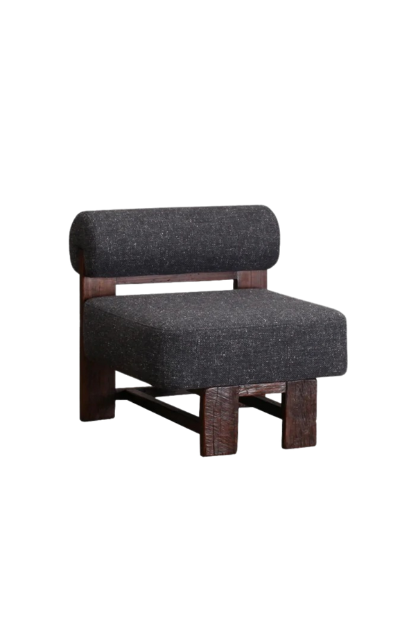 Butaca de madera Heritage con tejido oscuro y asiento cuadrado