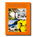 Libro Capri Dolce Vita, contraportada naranja con collage de fotos y limones grandes