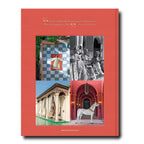 Contraportada del libro Marrakech Flair coral con collage de escenas y texto