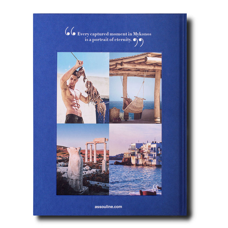 Contraportada de libro azul con cita y collage de fotos