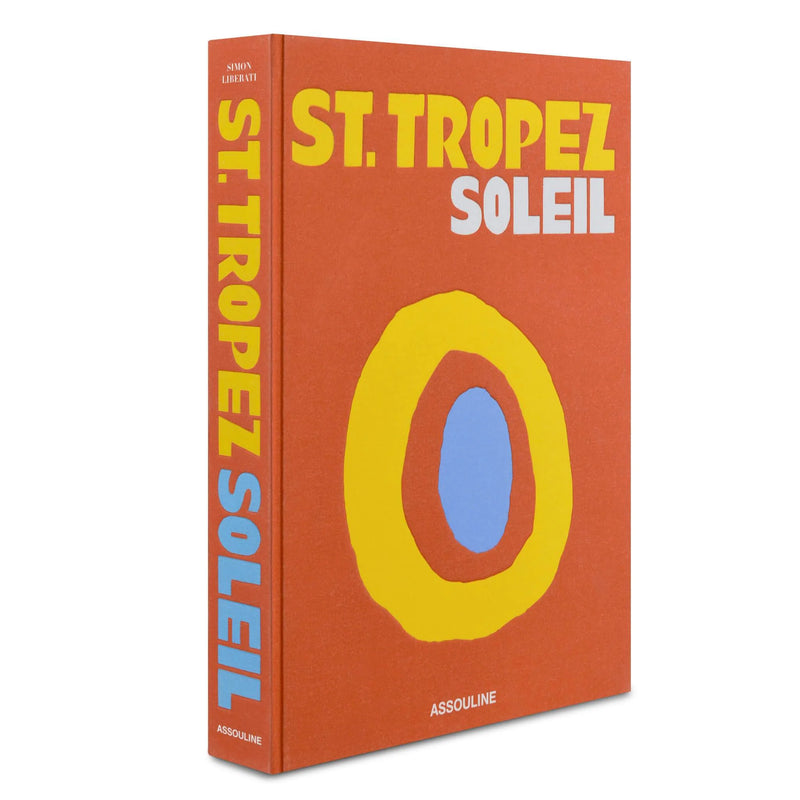 Libro St. Tropez Soleil visto de lado, portada naranja con anillo amarillo