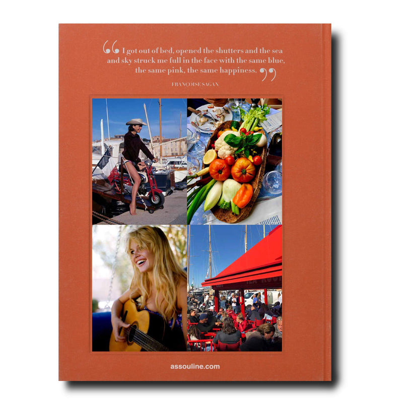 Libro con contraportada naranja y collage de fotos marítimas con cita