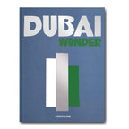Portada del libro Dubai Wonder azul con letras DUBAI y WONDER en verde
