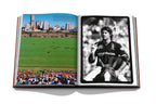 Libro Herencia Polo abierto: foto de campo verde y retrato deportivo en página