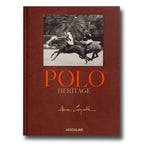 Libro Herencia Polo con portada burdeos, fotografía ecuestre y título en naranja