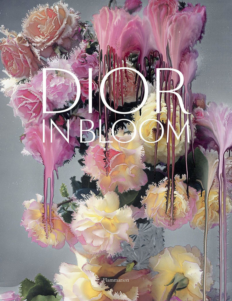 Caja de perfume Dior en flor con ilustración floral rosa y amarilla y letras Dior