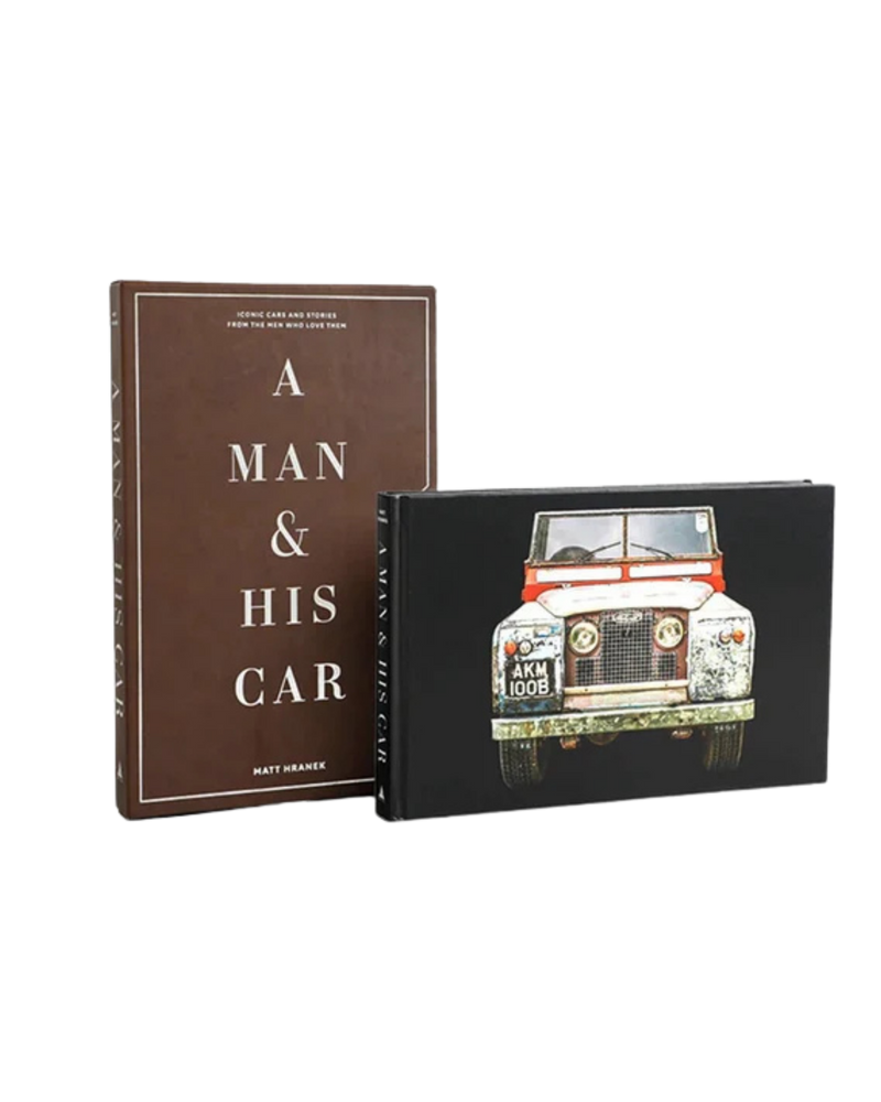 Juego de libro y estuche negro con ilustración de coche en la portada