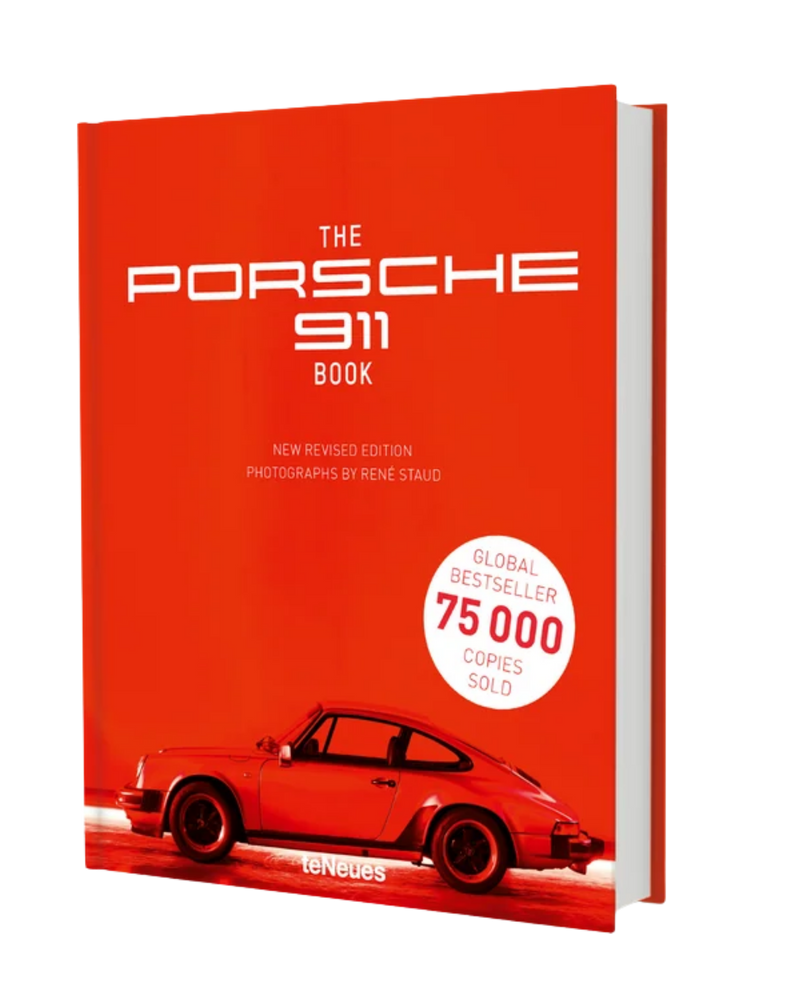 Libro Porsche 911 de portada roja con coche y sello Global Bestseller