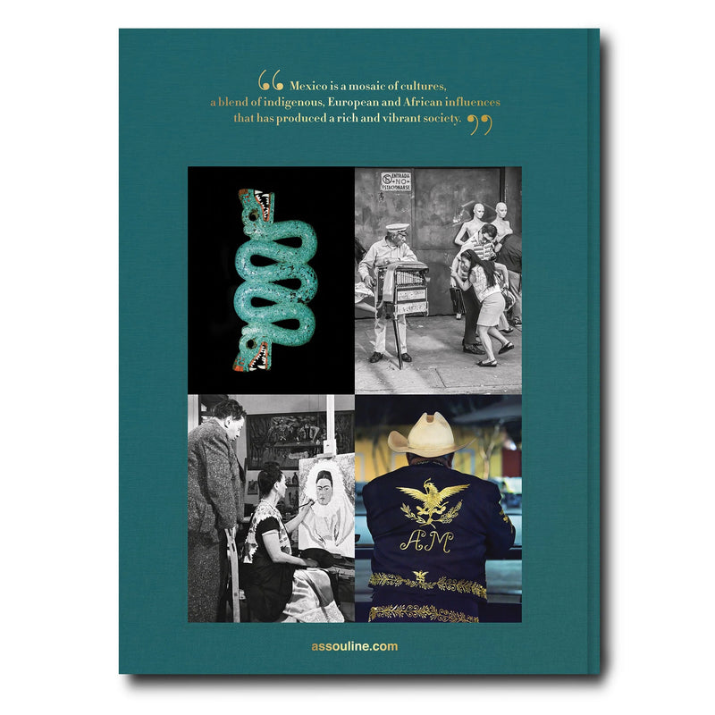 Portada de libro México City con collage de fotos y texto decorativo