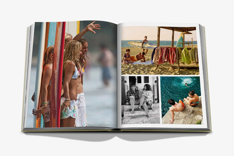 Libro Biarritz Vasca abierto; fotografías coloridas en doble página con playa y ropa.