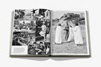 Libro Biarritz Vasca abierto; collage en blanco y negro y foto de costa con gente.
