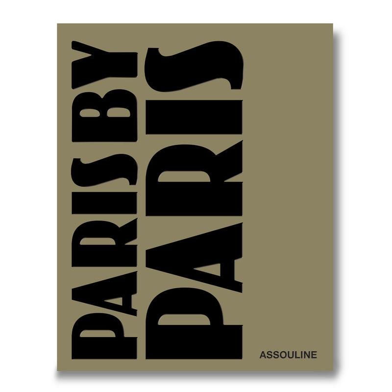 Libro de tapa dura con portada beige y letras negras “Paris”.