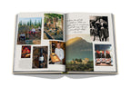 Libro abierto con collage de fotos y botellas en varias viñetas