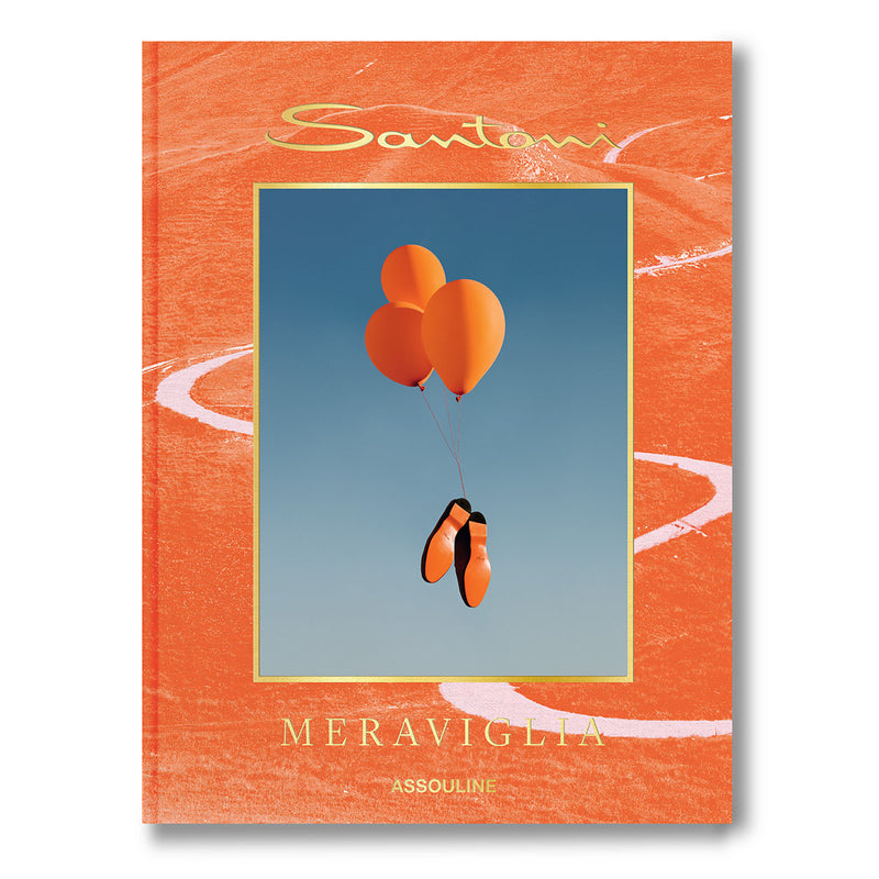 Libro Santoni Meraviglia de Assouline: portada naranja con globos y zapatos